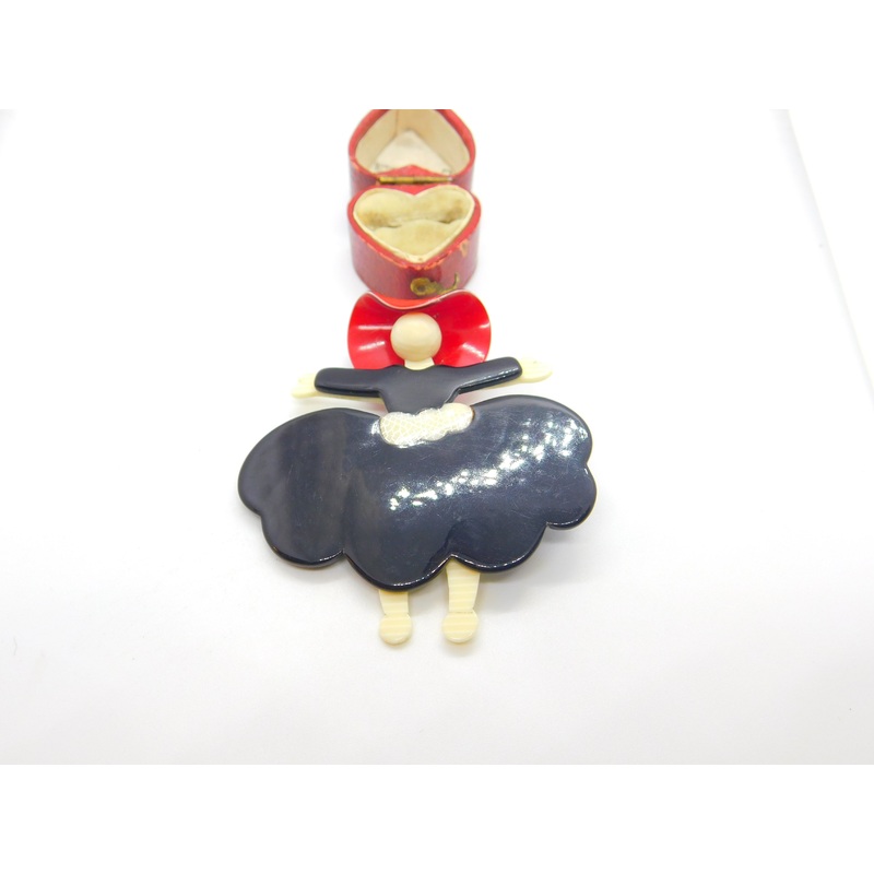 Girl in Dress & Hat Lea Stein Paris Brooch Pin Vintage c1960