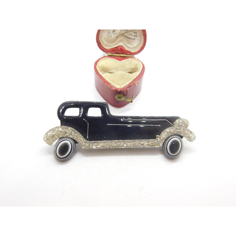 Lea Stein Paris Marked Motor Car Vehicle Brooch Pin Vintage c1960