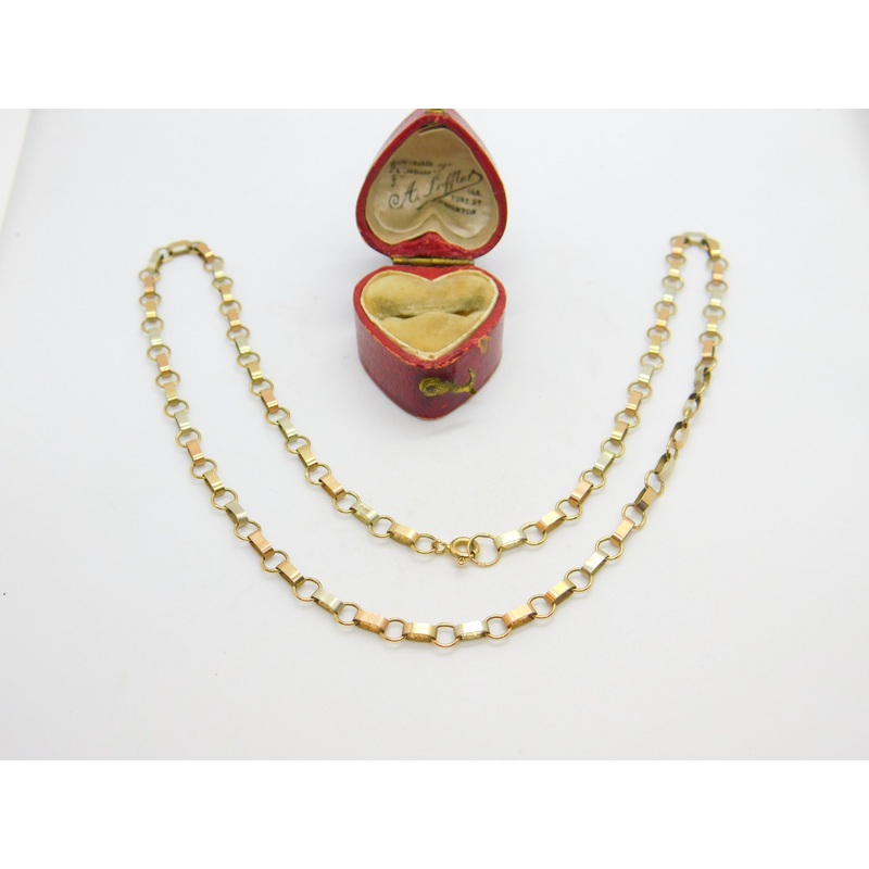 Tri-Colour 9ct Gold Cable Link Chain Necklace 18" Length Vintage 1984 London