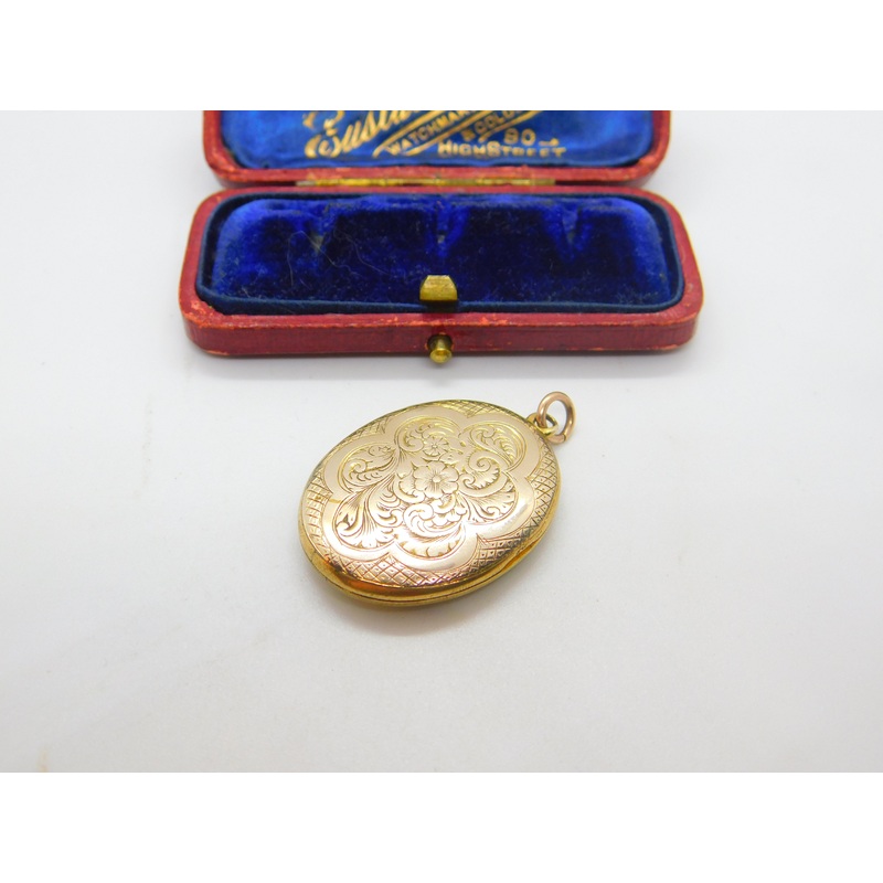 Victorian 9ct Yellow Gold Back & Front Floral Pattern Locket Pendant Antique
