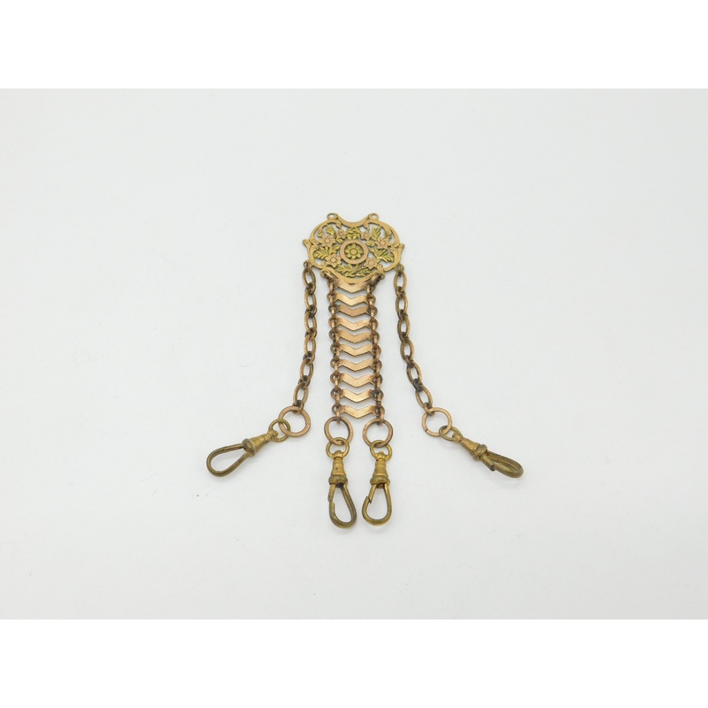 Victorian French Two-Tone Rolled Gold Floral Sewing Chatelaine Clip Antique 1880