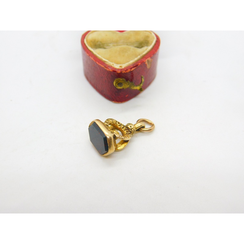 Victorian Small 15ct Yellow Gold & Bloodstone Set Fob Seal Antique c1880