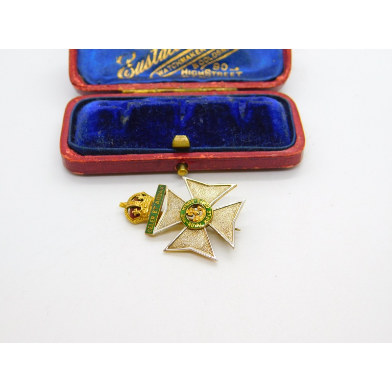 9ct Gold & Enamel Kings Royal Rifle Corps Sweetheart Brooch 1927 Antique