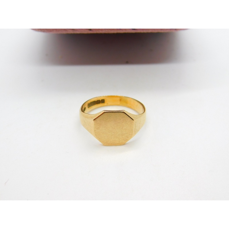 9ct Yellow Gold Blank Gents Signet Ring Antique 1941 Birmingham Size O UK