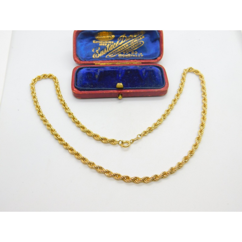 9ct Yellow Gold Essential Rope Chain Necklace 1959 London 16" Length