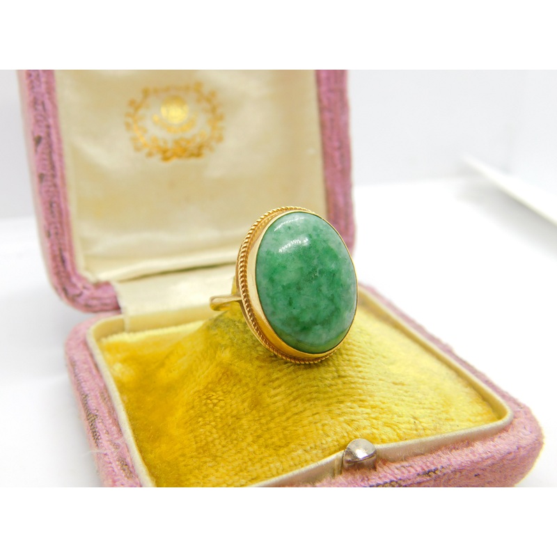 9ct Yellow Gold Large Cabochon Turquoise Statement Ring 1970 Birmingham Vintage