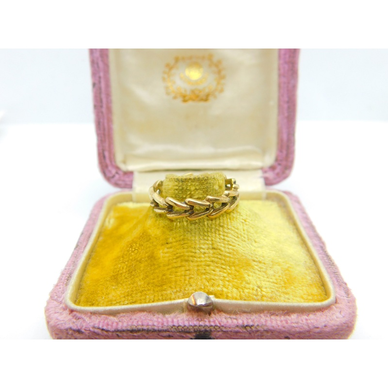 9ct Yellow Gold Woven Rope Form Band Ring 1973 London Vintage Size P UK