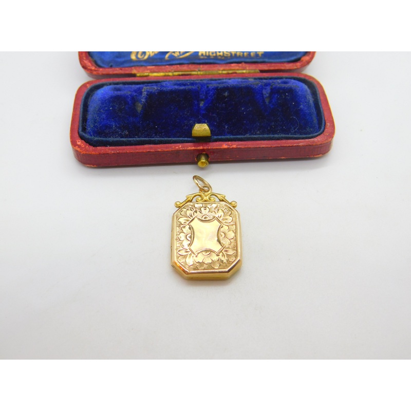 Forget Me Not Double Locket Chester 9ct Gold Pendant Antique Edwardian 1911
