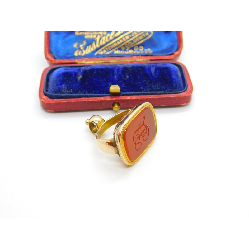 Georgian Rolled Gold Carved Carnelian Intaglio Monogram Fob Seal c1820 Antique