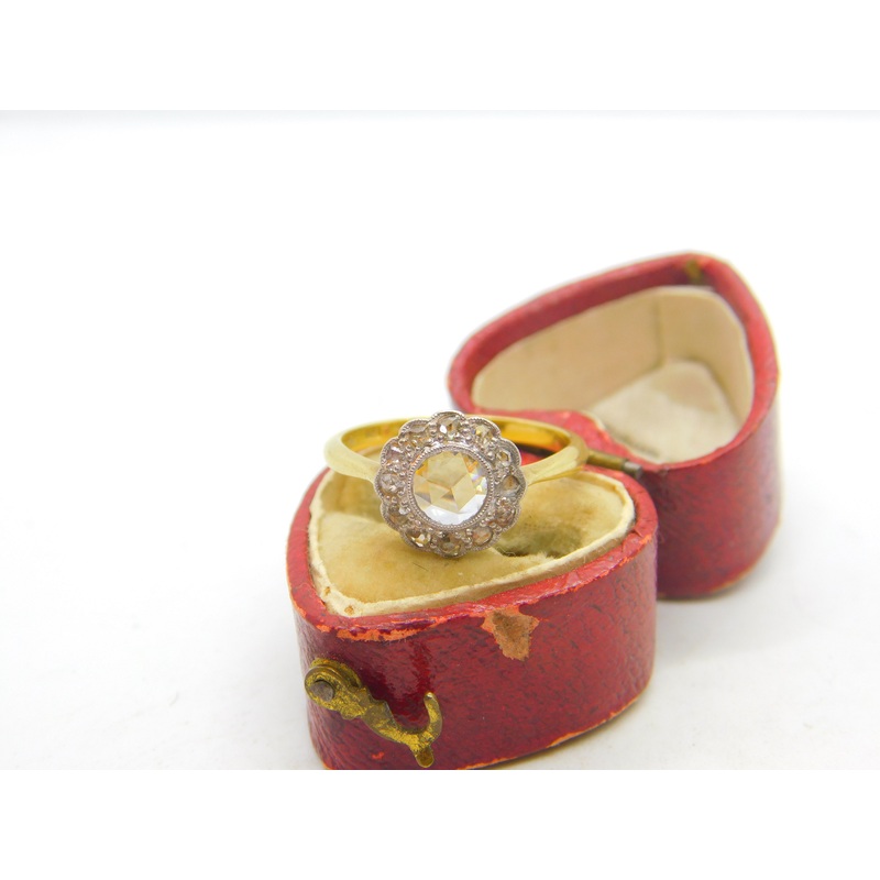 Victorian 18ct Gold & 0.75ct Old European Cut Diamond Daisy Cluster Ring c1890