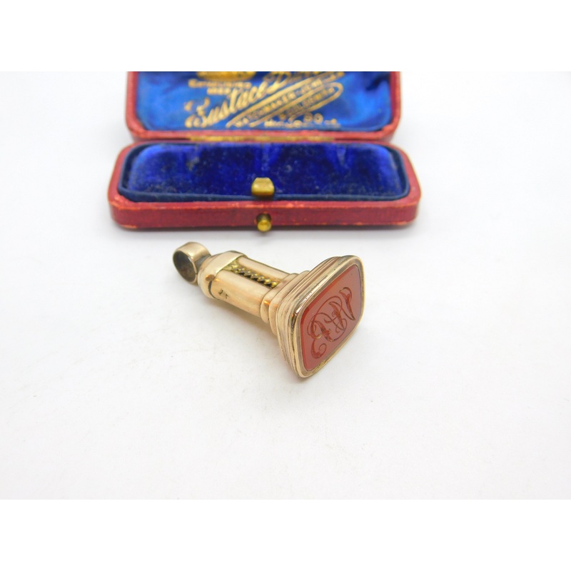 Victorian Large Rolled Gold Carved Carnelian Intaglio Fob Seal Antique c1860