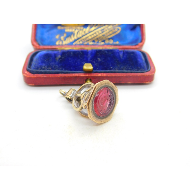 Victorian Pinchbeck & Carved Carnelian Glass Intaglio Fob Seal c1840 Antique