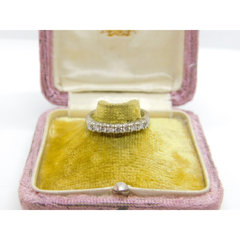 18ct White Gold & 0.45ct Diamond Half Eternity Ring Vintage c1970 Size N 1/2 UK