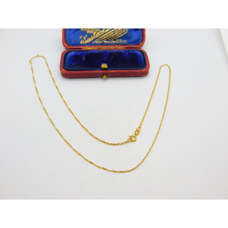 18ct Yellow Gold Singapore Link Chain Necklace Vintage c1970 18" Length