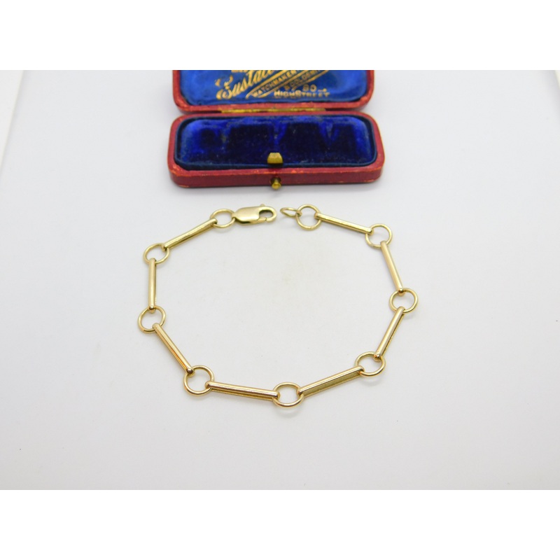 9ct Gold Victorian Style Trombone & O Link Bracelet Vintage 1988 London