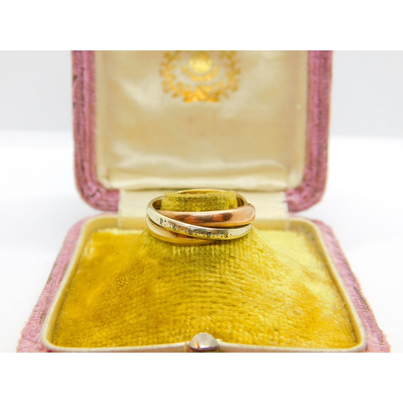 9ct Tri-Colour Trinity Ring with Diamond Setting Vintage 1993 London