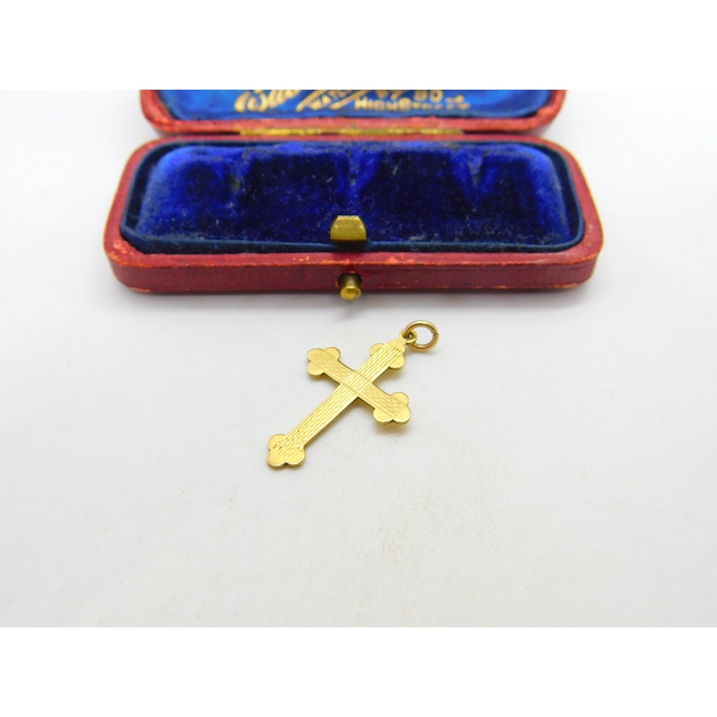 9ct Yellow Gold Cross Crucifix Pendant Vintage 1973 Birmingham