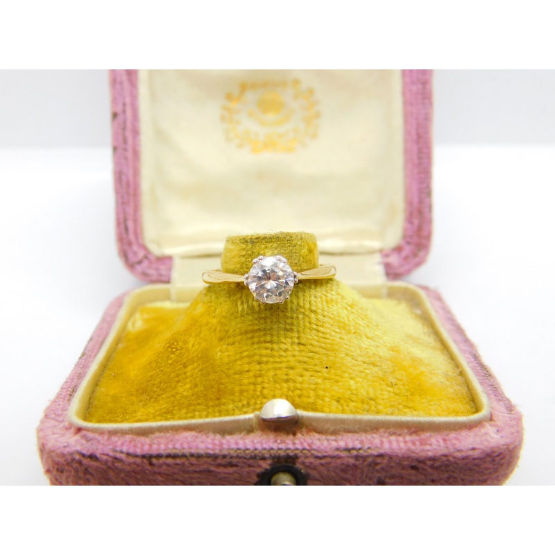 9ct Yellow Gold Diamond Paste Set Solitaire Ring Vintage 1982 Birmingham