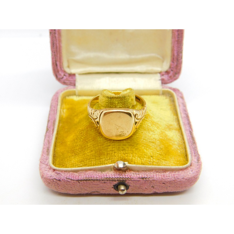 9ct Yellow Gold Essential Gents Signet Ring Vintage 1971 Birmingham Size V UK