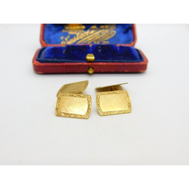 9ct Yellow Gold Gents Minimal Cufflinks Mid-Century 1959 London