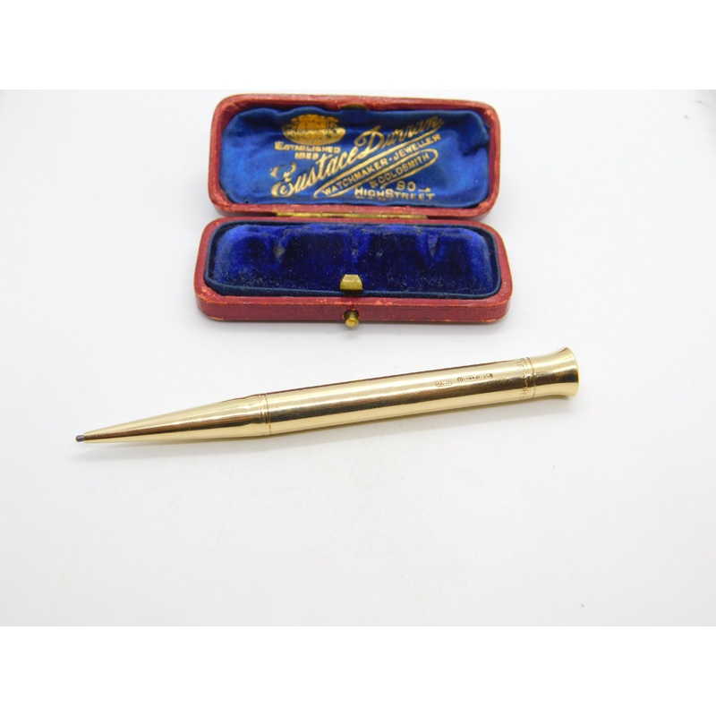 9ct Yellow Gold Pencil Antique 1935 Birmingham E Baker & Son Art Deco