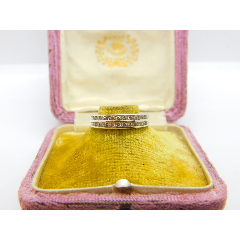 9ct Yellow Gold Two-Tier Diamond Half Eternity Ring Vintage c1990 Birmingham