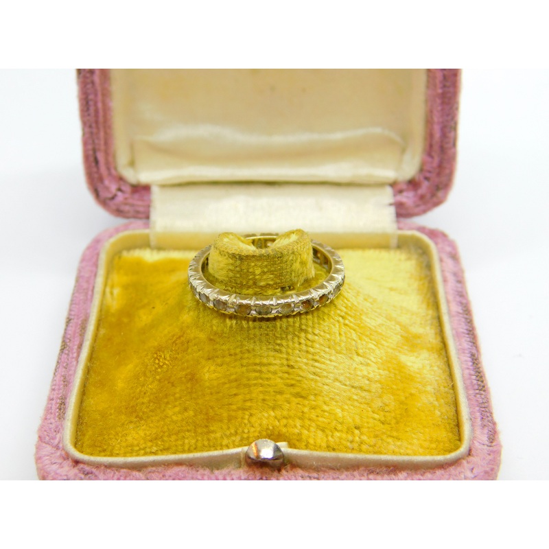 9ct Yellow Gold & White Spinel Set Full Eternity Ring Antique c1920 Art Deco