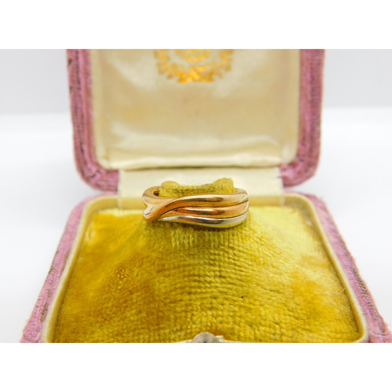 9ct Yellow, Rose, White Gold Tri-Colour Band Ring Vintage c1980 London
