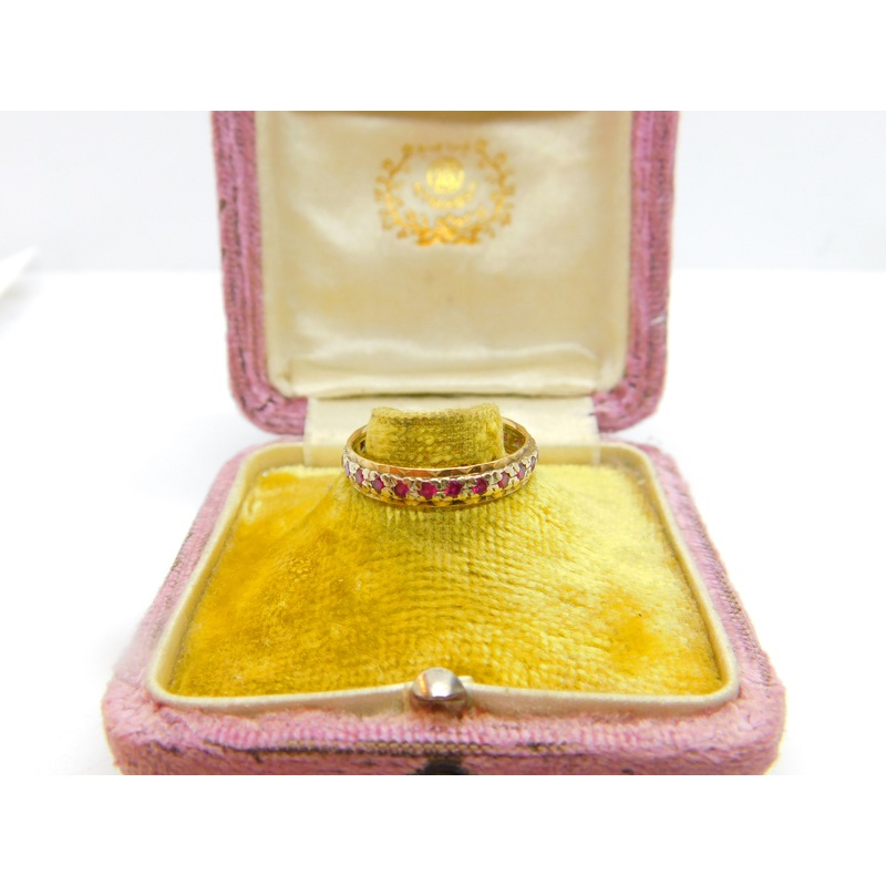 9ct Yellow & White Gold, Ruby Set Full Eternity Ring 1967 London Vintage