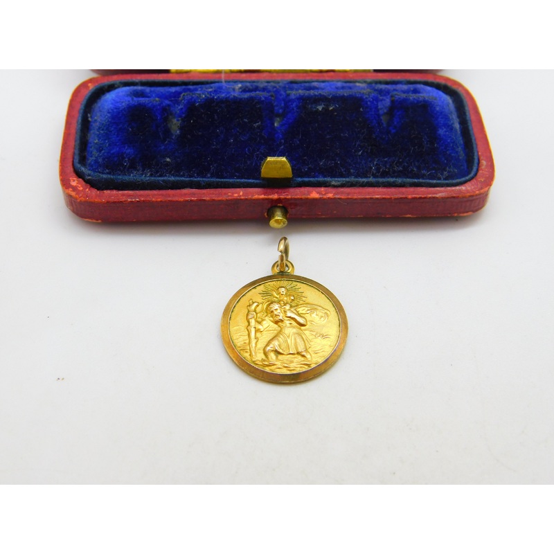 Georg Jensen 9ct Yellow Gold St Christopher Pendant 1967 London Vintage