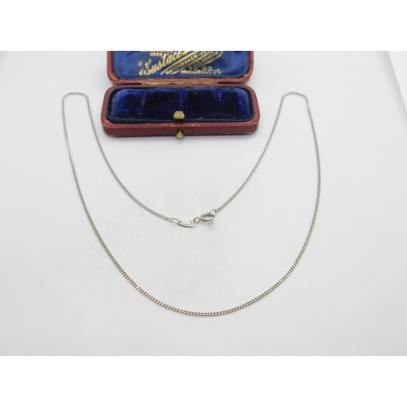 Italian 18ct White Gold Diamond Cut Curb Chain Necklace 18" Length Vintage