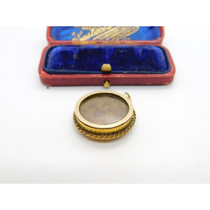 Victorian 15ct Yellow Gold Plaited Hair Set Mourning Locket c1890 Antique
