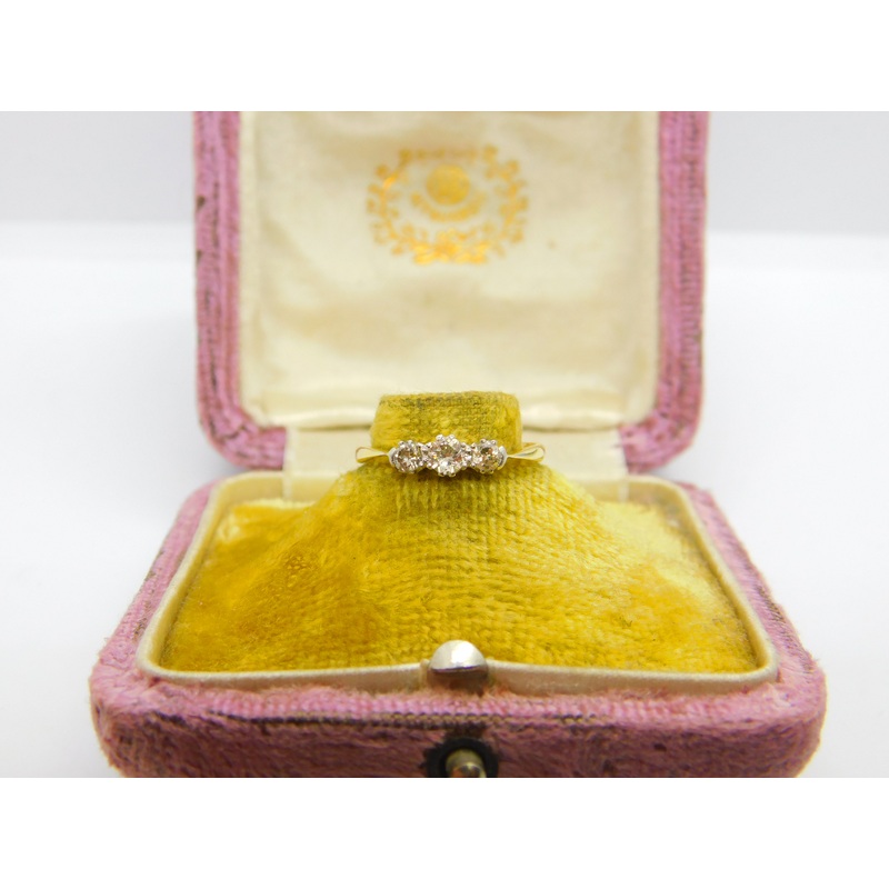 Victorian 18ct Gold & 0.2ct Diamond Three Stone Ring c1880 Antique