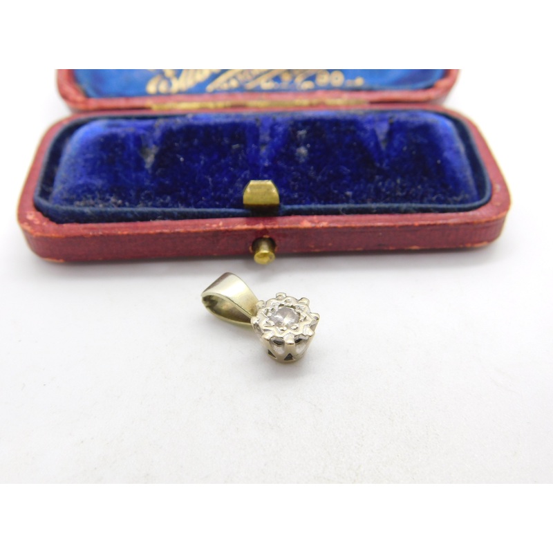 Victorian 9ct Gold & 0.2ct Princess Cut Set Diamond Drop Pendant c1900 Antique