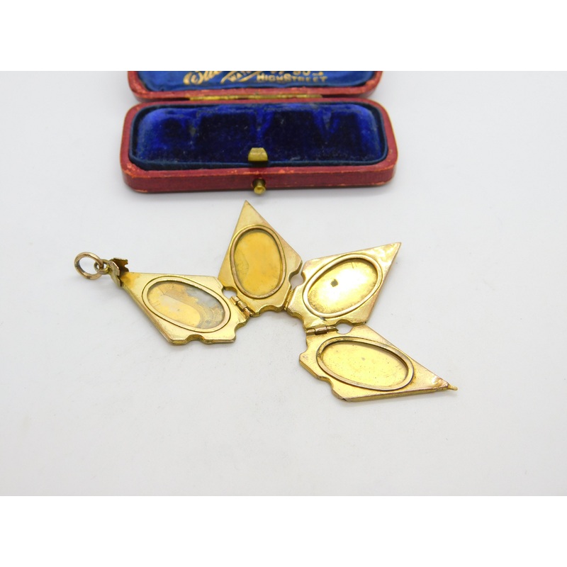 Victorian 9ct Gold Back & Front Four Part Sweetheart Locket c1880 Antique