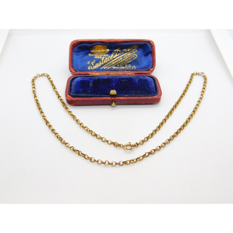 Victorian 9ct Gold Cable Link Chain Necklace Antique c1880 17" Length