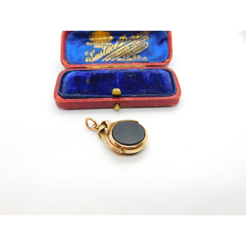Victorian 9ct Rose Gold Bloodstone & Carnelian Fob Spinner c1900 Antique