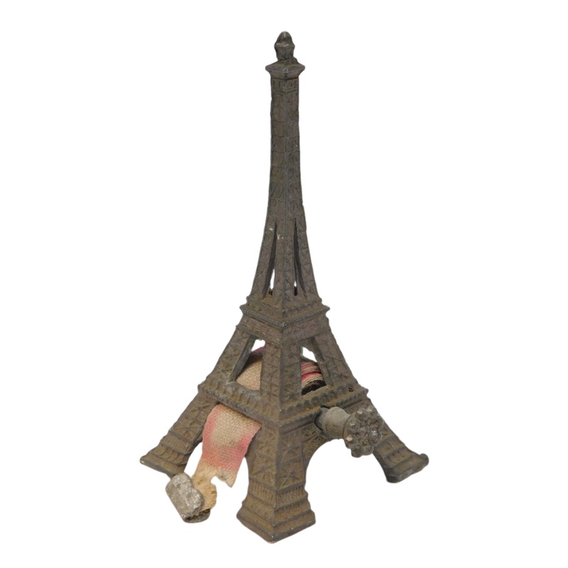 19th Century French Metal Novelty Eiffel Tower Paris Souvenir Tape Measure c1890