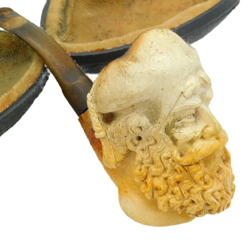 19th Century Large Meerschaum Ottoman Beaded Figure Pipe Antique c1880