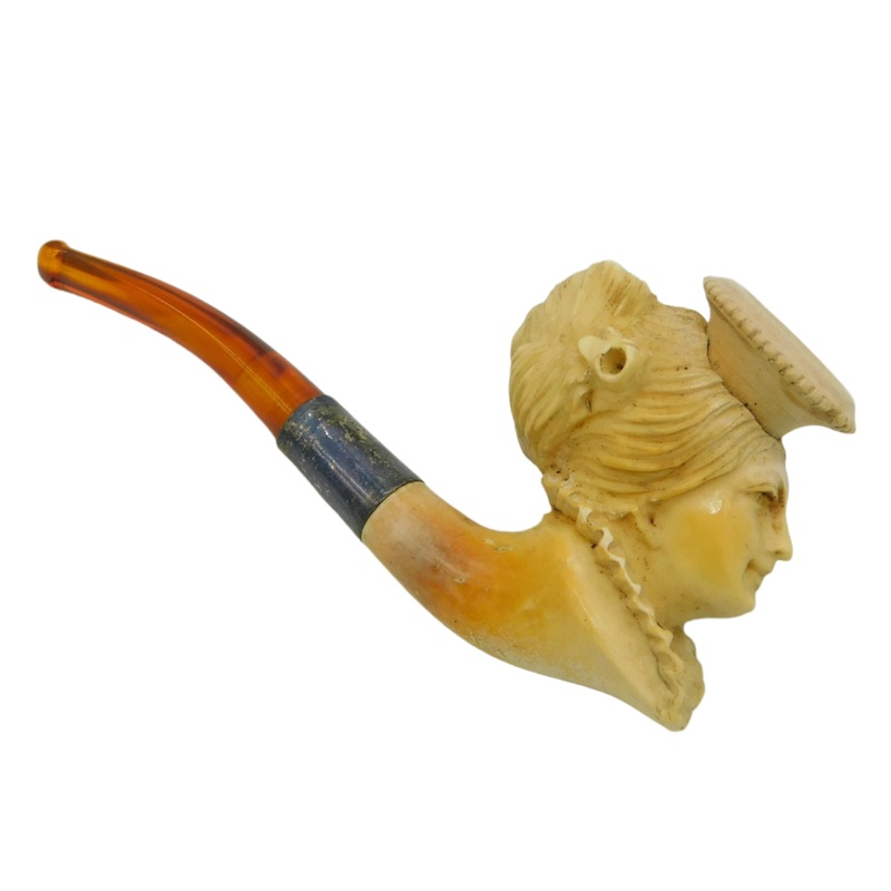 19th Century Meerschaum & Block Amber Regency Lady Pipe Antique c1880