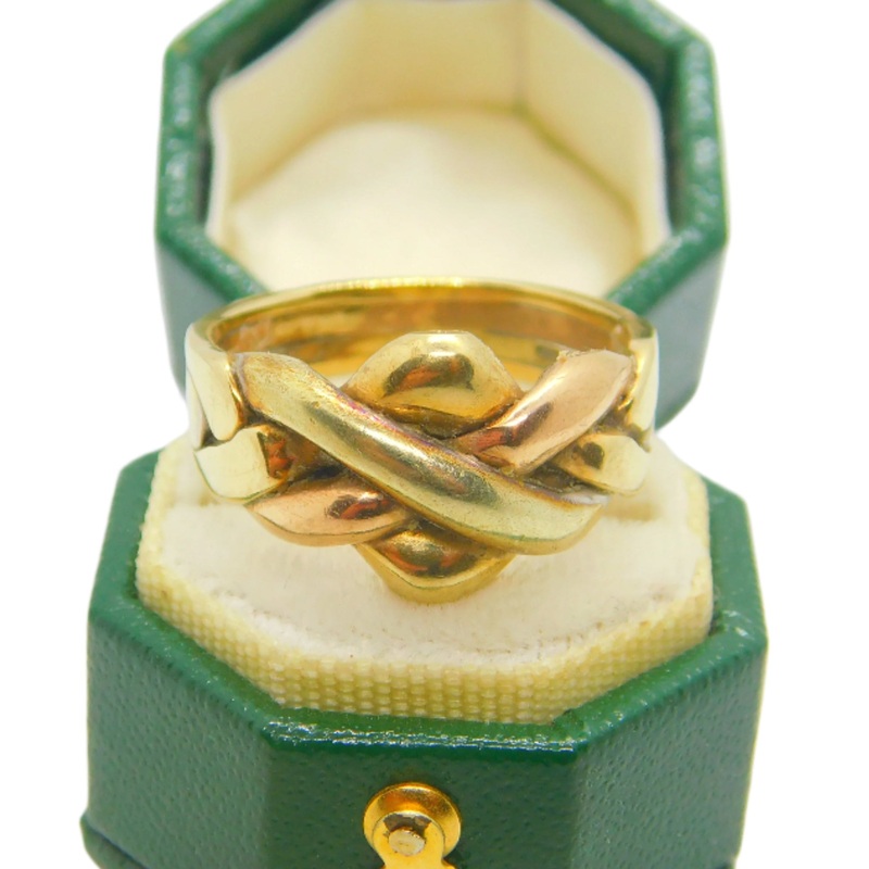 9ct Tri-Colour Gold Crossover Form Trinity Ring Vintage c1980 London