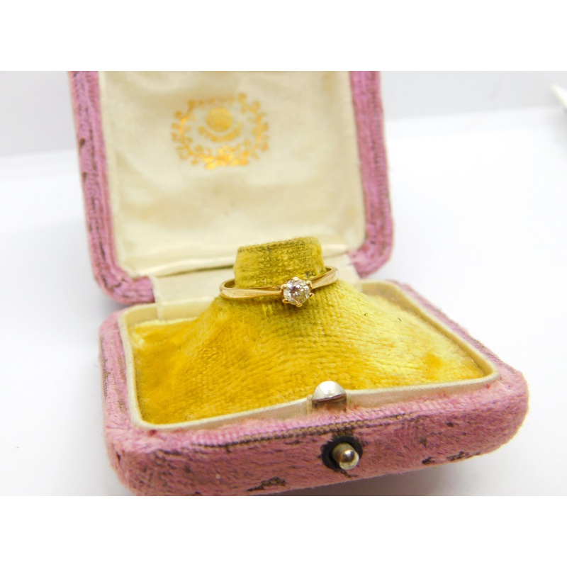 9ct Yellow Gold & 0.2ct Diamond Set Solitaire Ring Vintage c1990 Birmingham