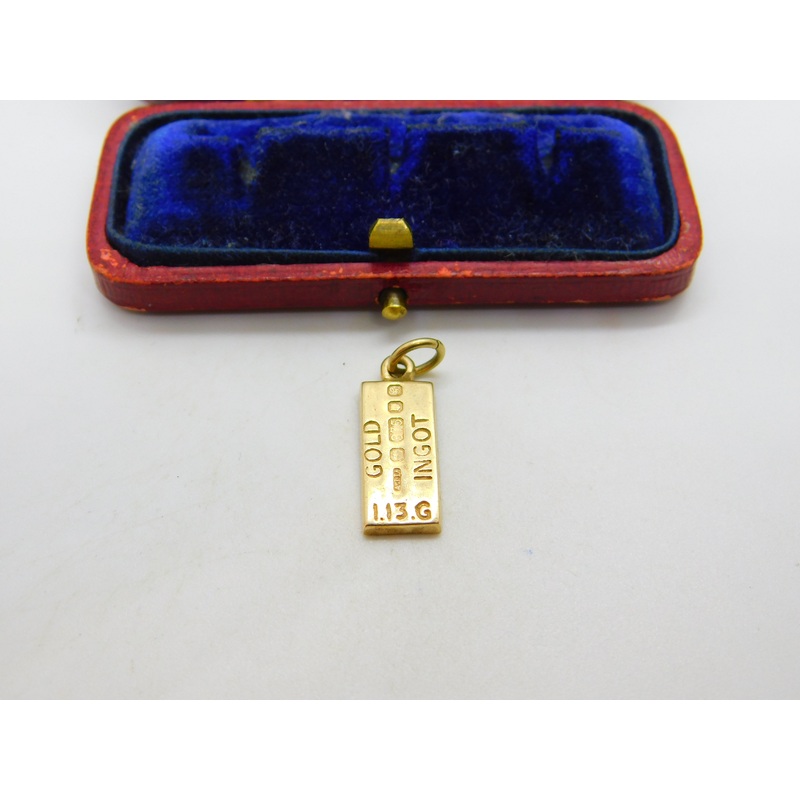 9ct Yellow Gold Bullion Bar Ingot Charm or Pendant 1981 London Vintage