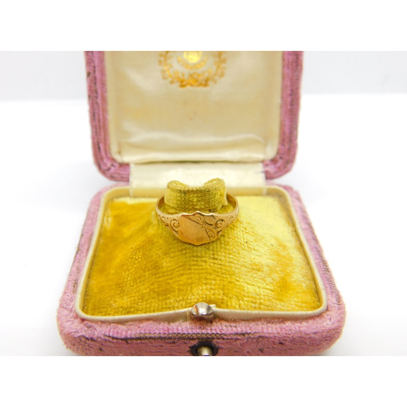 9ct Yellow Gold Essential Antique Style Signet Ring 1977 Birmingham Vintage