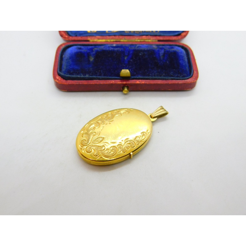 9ct Yellow Gold Floral Double Locket Pendant Vintage c1980