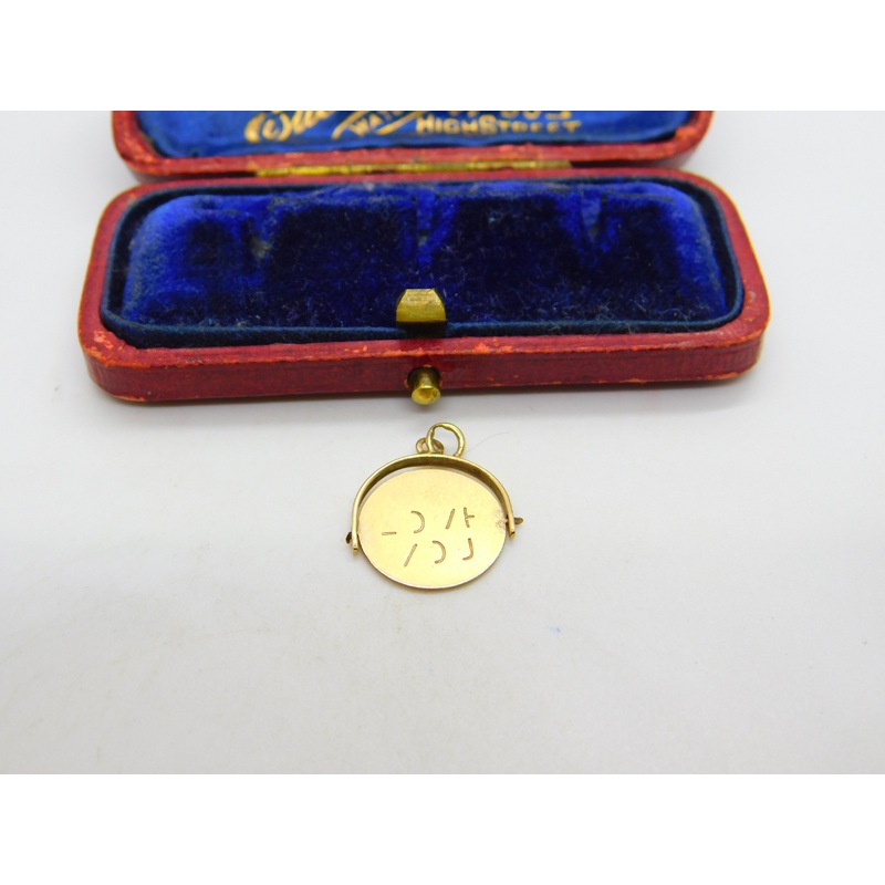 9ct Yellow Gold 'I Love You' Spinner Charm Pendant 1961 Chester Vintage