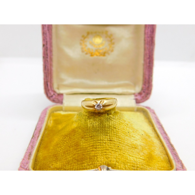 9ct Yellow Gold & White Spinel Set Solitaire Ring Vintage 1980 Sheffield