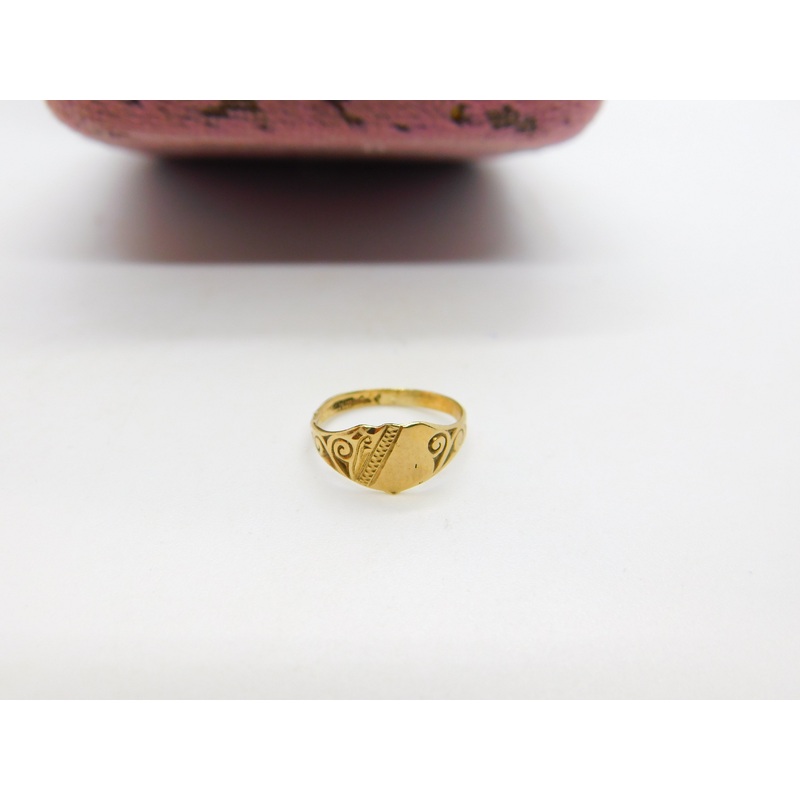 Edwardian 9ct Yellow Gold Child's Christening Ring or Charm c1910 Antique
