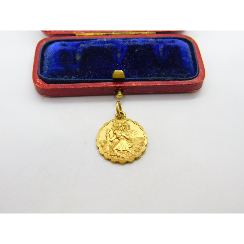 Georg Jensen 9ct Gold St Christopher Travel Pendant 1976 Vintage London