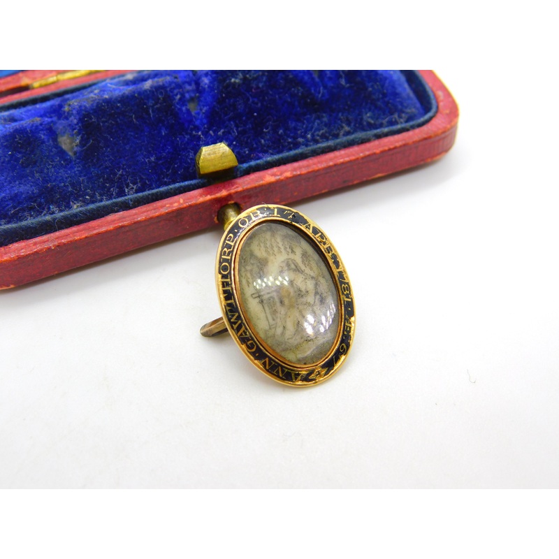 Georgian 9ct Gold Black Enamel Mourning Buckle 'Ann Gawthorp, Ob. 17, 1781